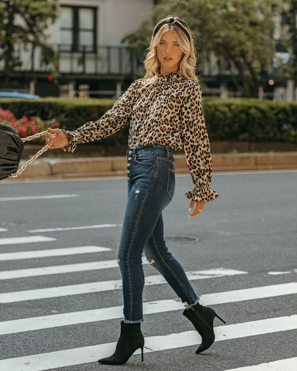 Lenox Leopard Ruffle Blouse