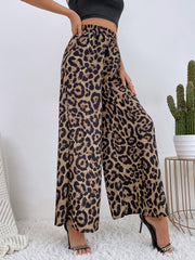 Leopard Print Wide Leg Pants Sai Feel