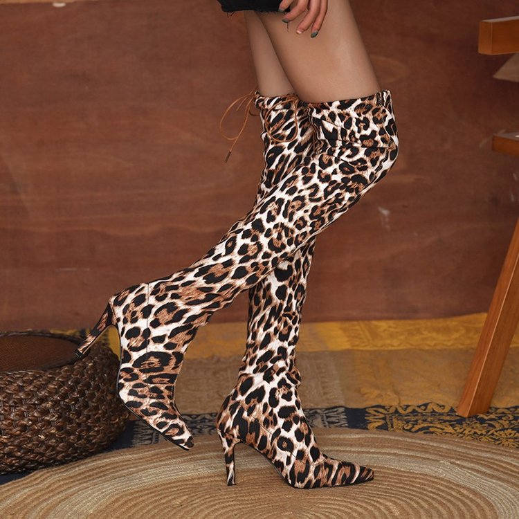 Over the Knee Faux Suede Leopard Print Newgew