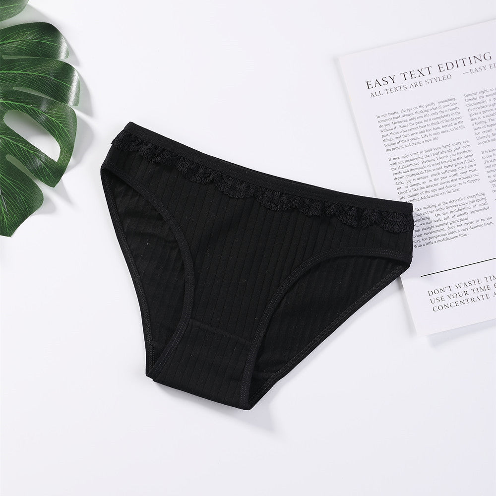 4Pack Rib Lace Trim Panty Set