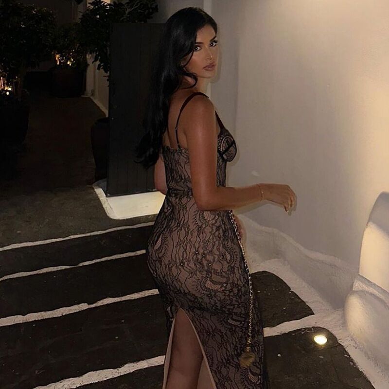 Nira Sweetheart Mesh Midi Dress