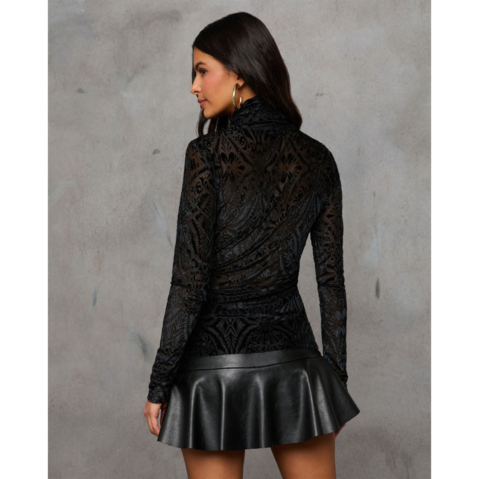 Tessy Velvet Burnout Turtleneck Top