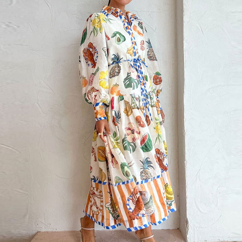 Long Sleeves Floral Print Midi Dresses