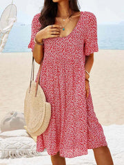 Temperament Commuter Red Slim Polka Dot Dress 2023-03-14 InsStreet