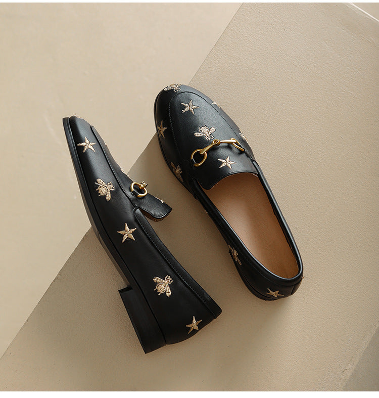 Classic Bee and Star Leather Loafers