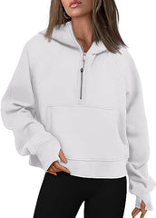 J Adore L Amour Cotton Pocketed Half Zip Pullover Ins Street