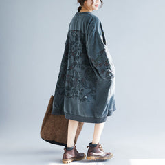 Crew Neck Printed Sweatshirt Dress