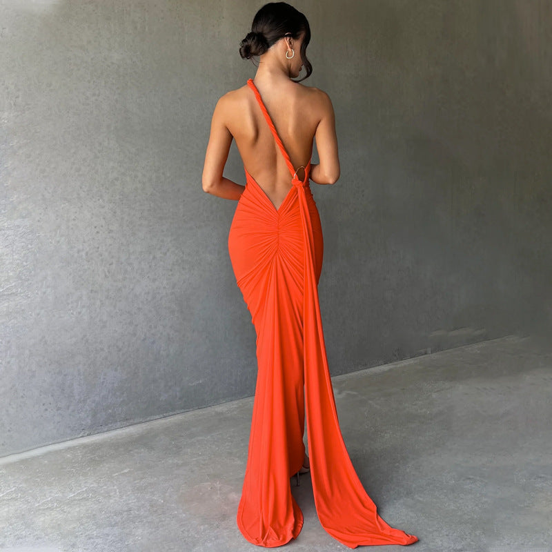 Neckholder-Kleid mit ärmellosem Rückenausschnitt 