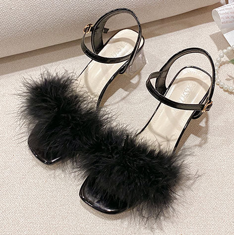 Glam It Up Marabou Block Heels