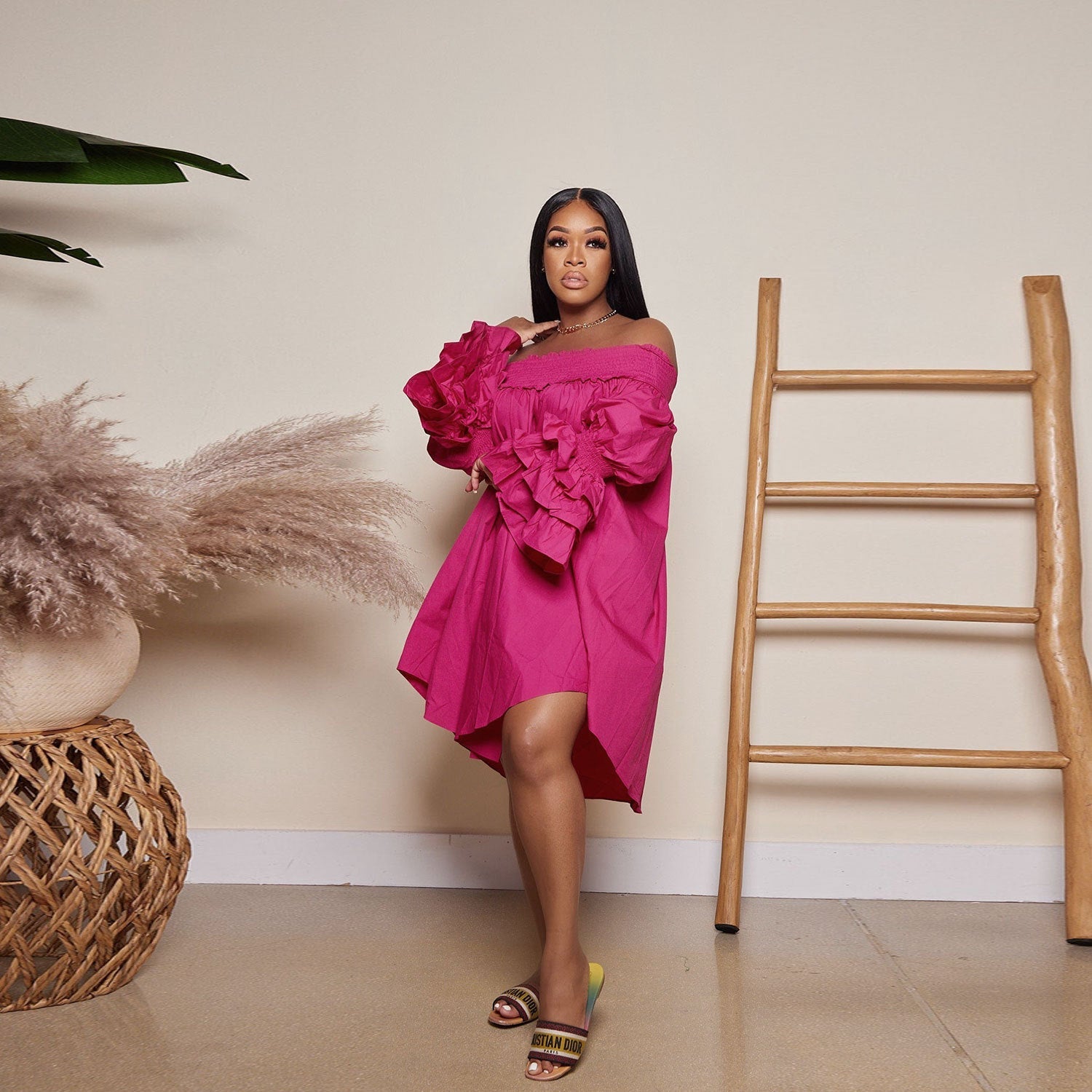 Flounce Off the Shoulder Dress