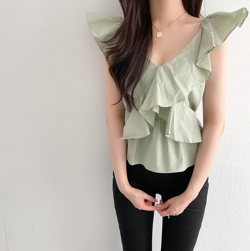 Aleah Printed Ruffle Babydoll Blouse - FINAL SALE