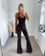 Event Ready Sequin Halter Jumpsuit