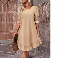 Ruffle Sleeve Swing Midi Dress