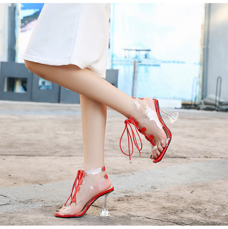 Sexy Transparent Straps Lace-Up Sandals Pairmore