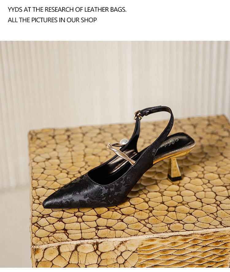 Faiga Pink Slingback Pearl Heels
