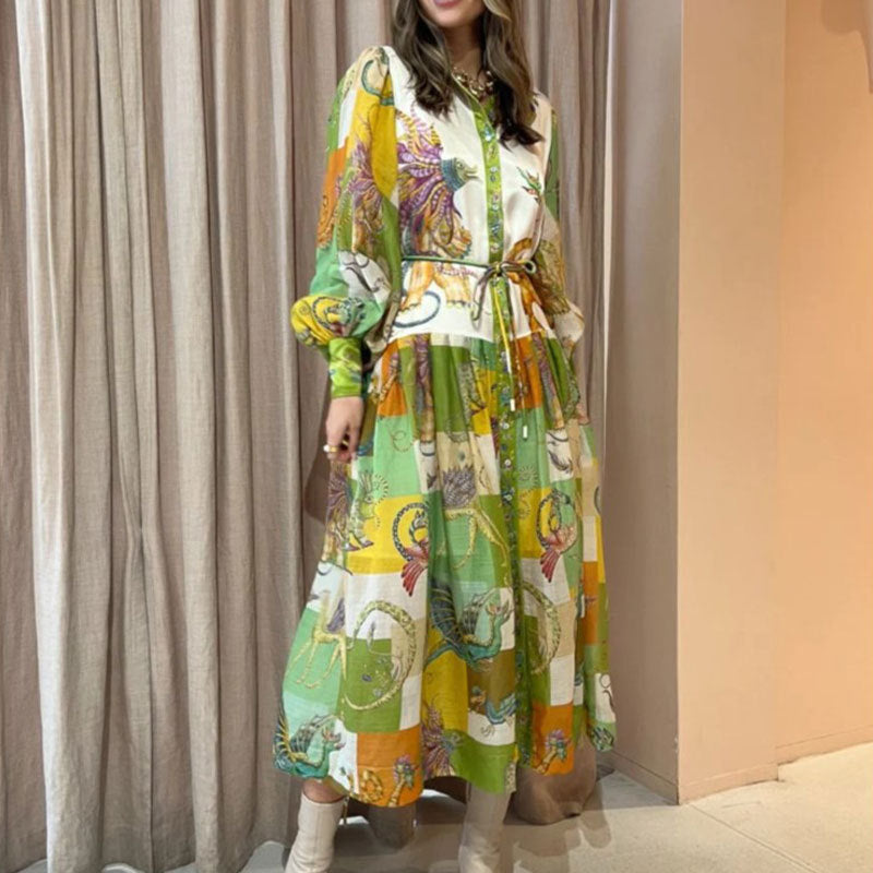 Long Sleeves Floral Print Midi Dresses