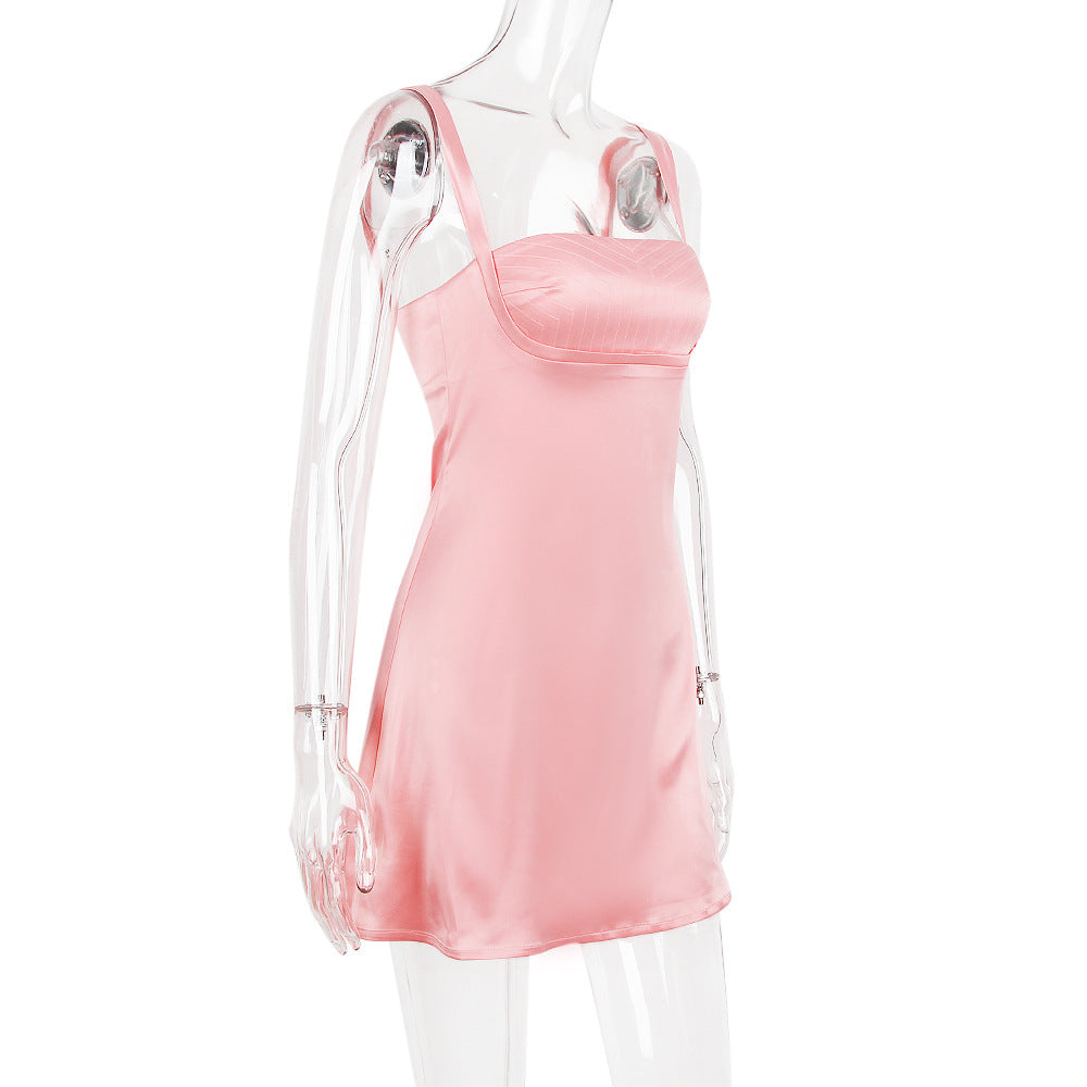 VINTAGE CREAM MINI DRESS - Pink