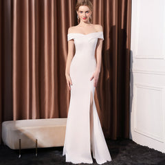 Coralie Off Shoulder Front Slit Dress Ins Street