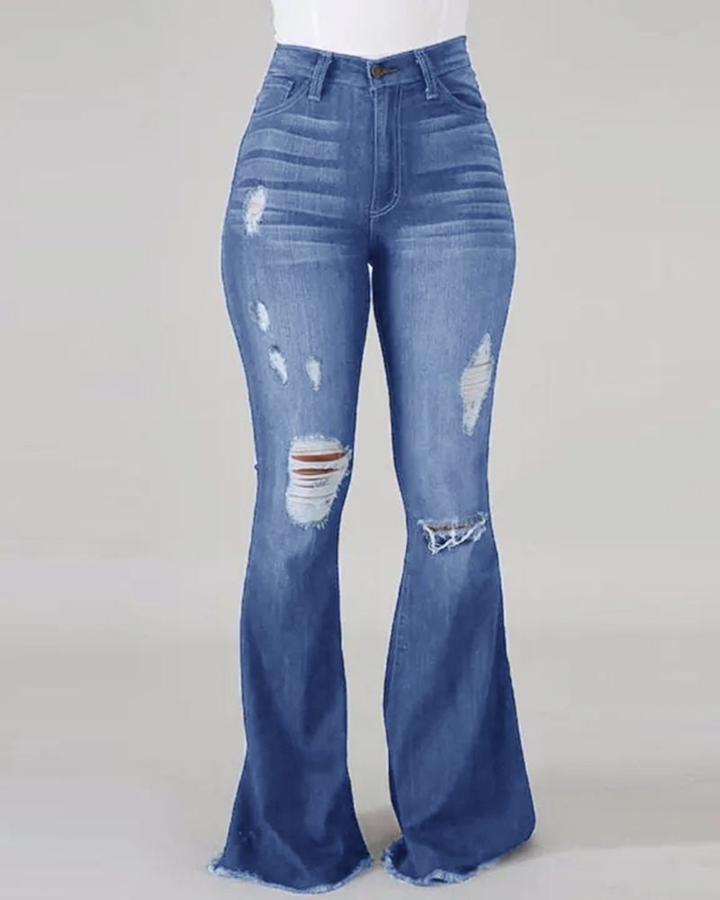 Jeans mit ausgestelltem Bein und hoher Taille
