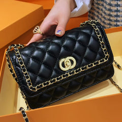 Diamond chain  sheepskin pattern hand-woven shoulder bag