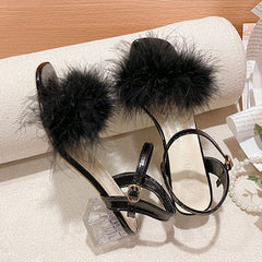 Glam It Up Marabou Block Heels