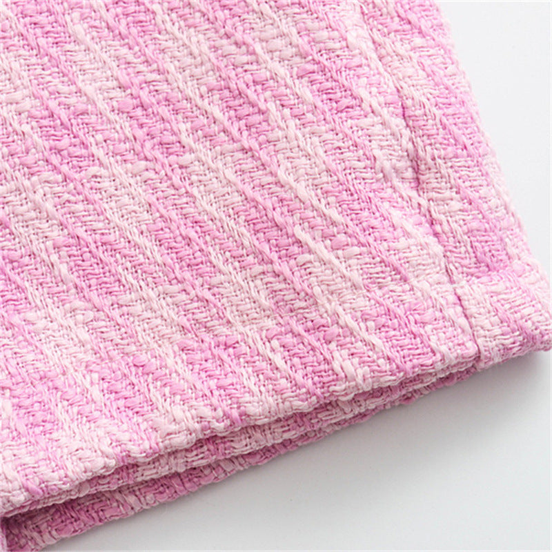 Gracie Pocketed High Rise Frayed Tweed Shorts - Pink Ins Street