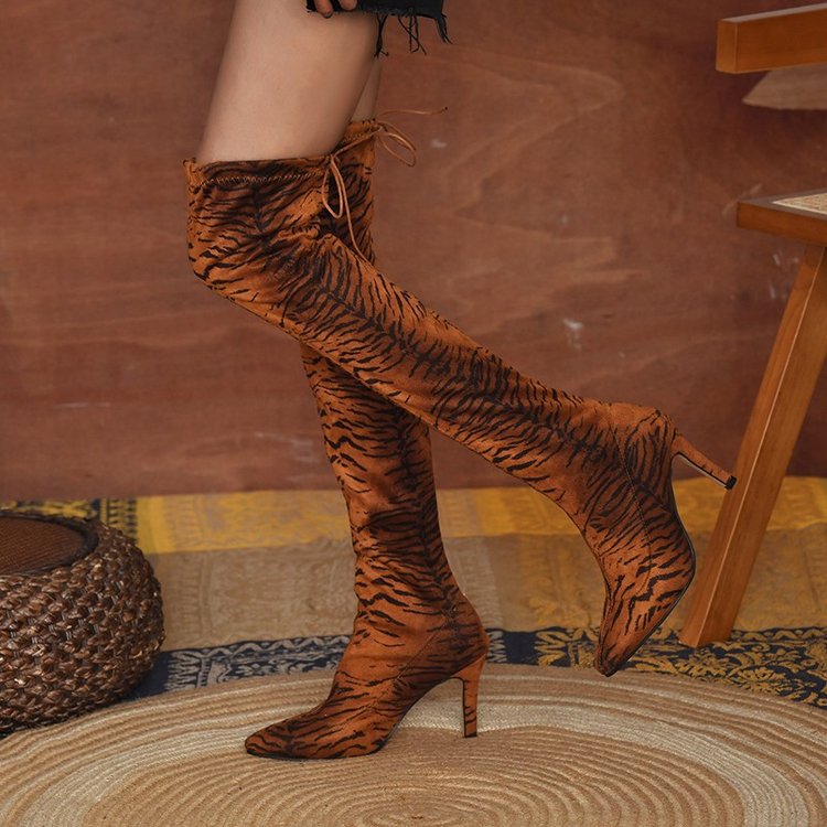 Over the Knee Faux Suede Leopard Print Newgew