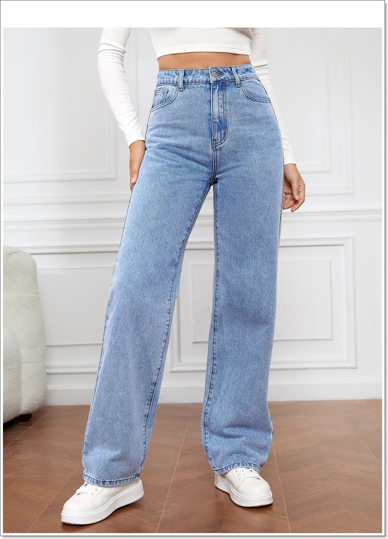 High-Rise-Baggy-Jeans mit weitem Bein
