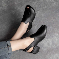 Damen Moms Chunky Roman Peep Toe Elastic Heels