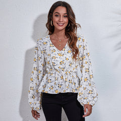 Frosted Cranberry Floral Peplum Blouse Ins Street