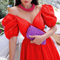 Solid Split Joint Square Collar Cake Skirt Dresses(3 colors) Ins Street