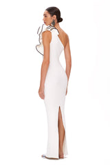 Geblümtes Maxikleid mit Neckholder - Weiß
