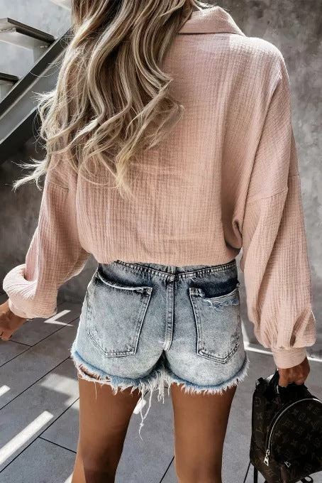 Tini Billowed Plisse Top - Dusty Rose - FINAL SALE DRES-001