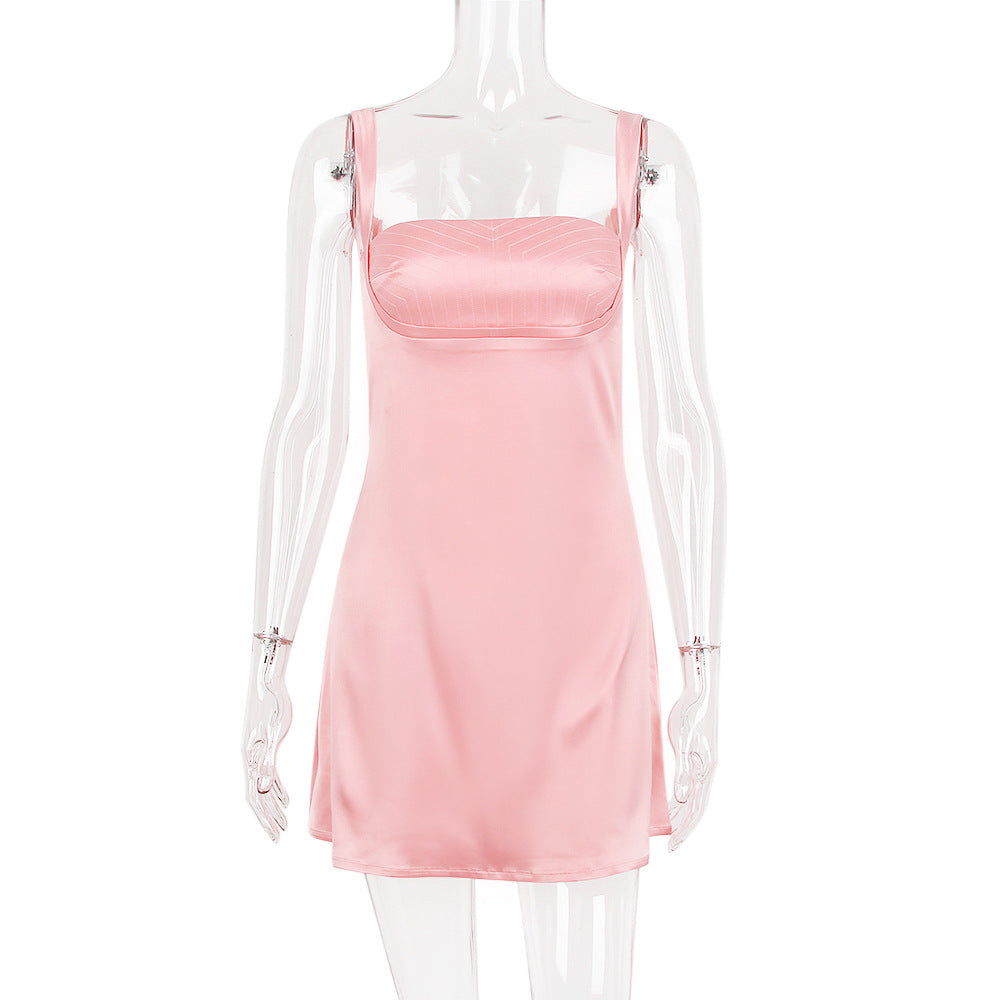 VINTAGE CREAM MINI DRESS - Pink
