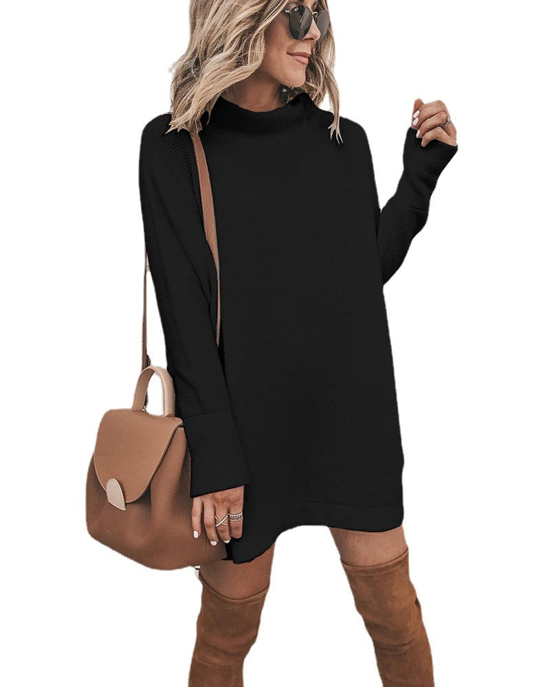 Marcelle Mock Neck Knit Dress - Black Ins Street