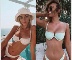 Ivory Floral Print Balconette Underwire Bikini Top