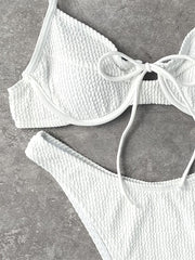 White Ribbed Double Strap Bikini Bottoms