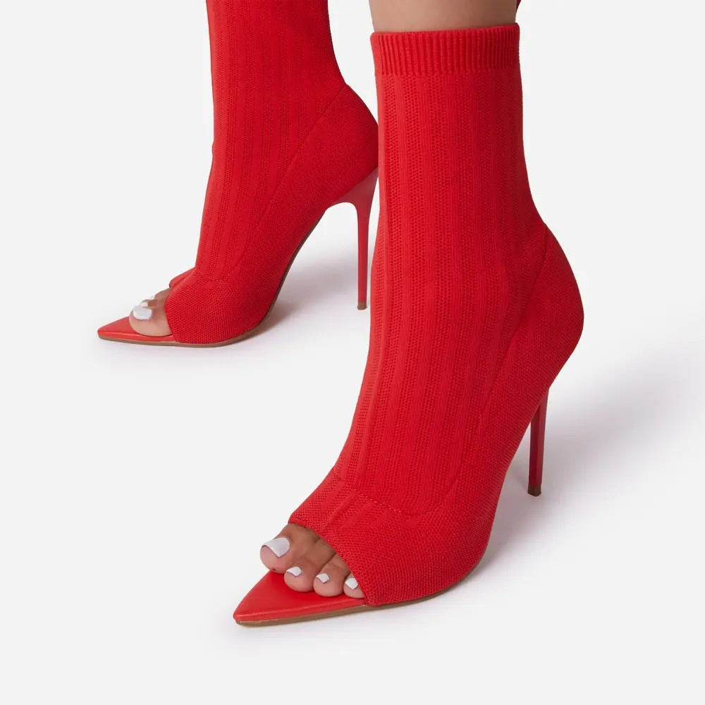 Knitted Peep Toe Booties