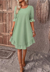 Ruffle Sleeve Swing Midi Dress