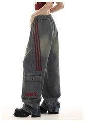 High Waisted Baggy Jeans - Multi-pocket