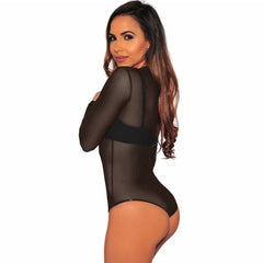 Avidlove Long Sleeve Bodysuit for Mesh Bodysuit Top Sheer Cutout Waist Leotards S-XXL