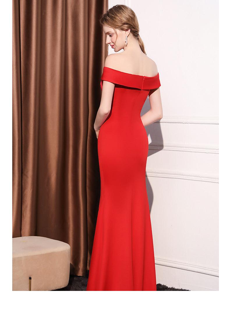 Coralie Off Shoulder Front Slit Dress Ins Street