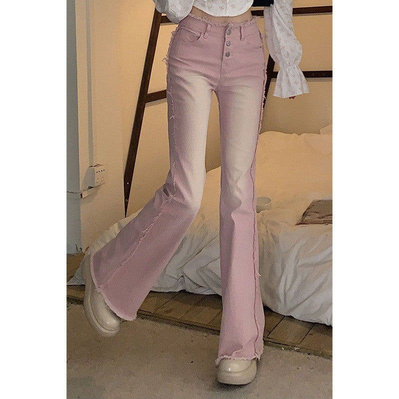 Bloomin' Babe High Waist Printed Flare Jeans - Pink/combo Ins Street