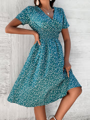 V-neck Short-sleeved Printed Dress