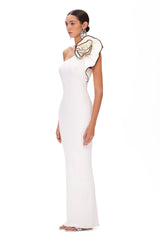 Geblümtes Maxikleid mit Neckholder - Weiß