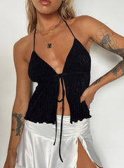 Neckholder-Crop-Top mit Bindeband hinten und Rüschensaum