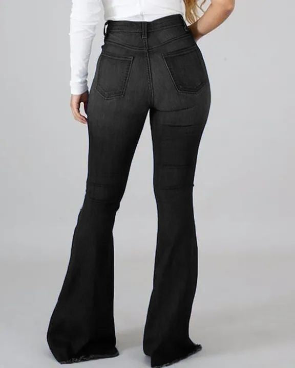 Jeans mit ausgestelltem Bein und hoher Taille
