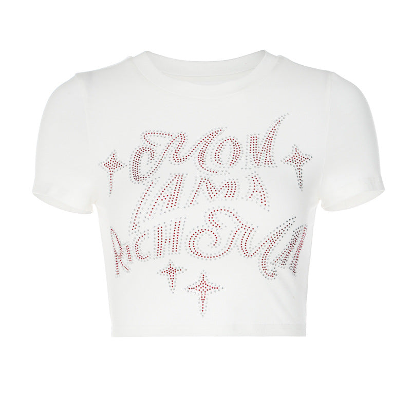 Rhinestone Letter Y2K Crop Top