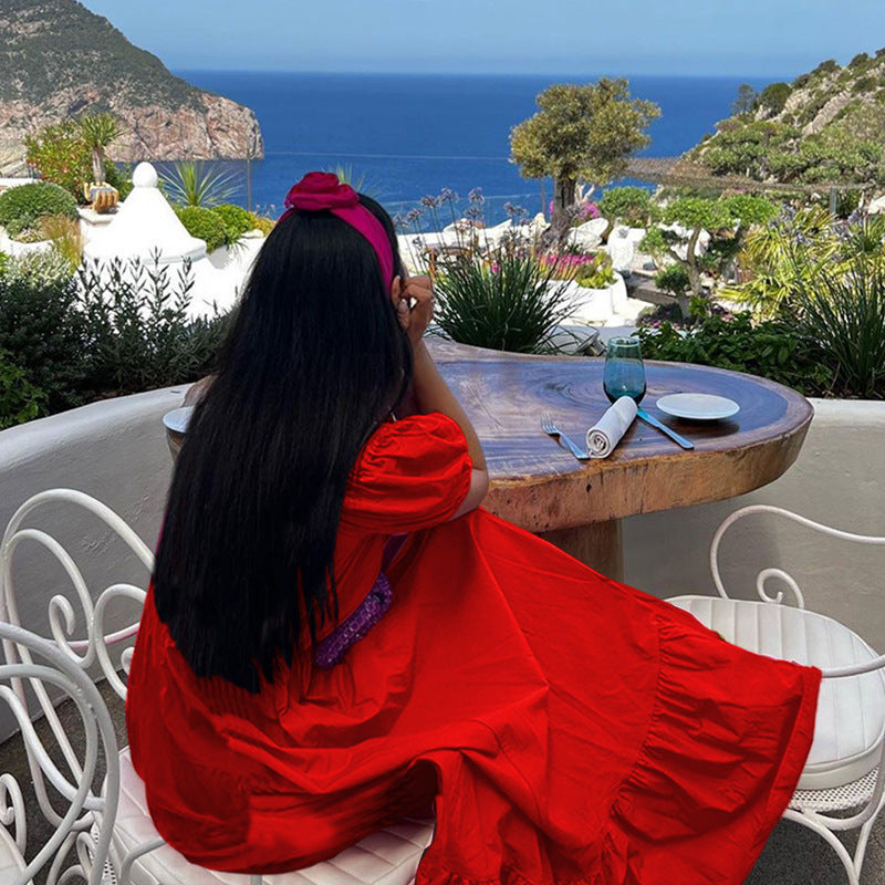 Solid Split Joint Square Collar Cake Skirt Dresses(3 colors) Ins Street