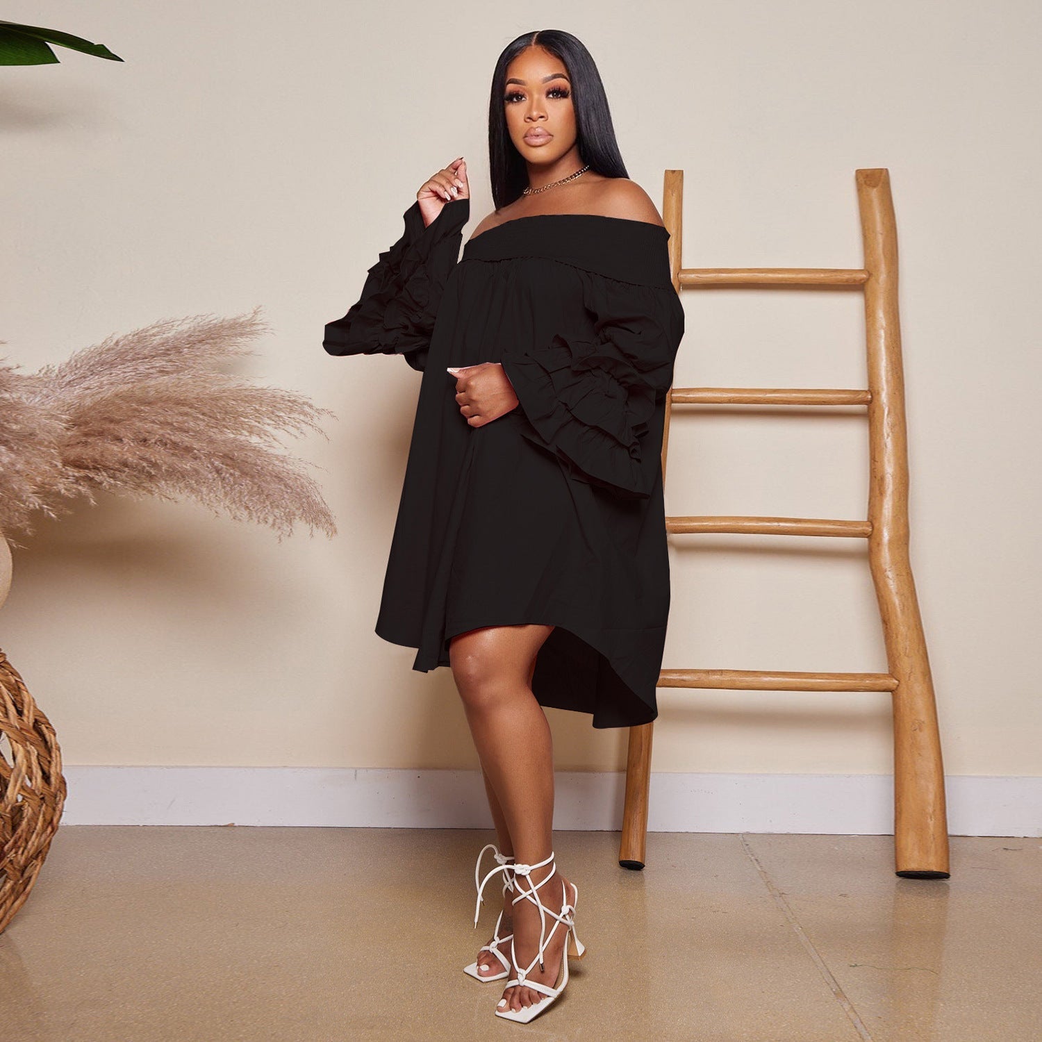 Flounce Off the Shoulder Dress